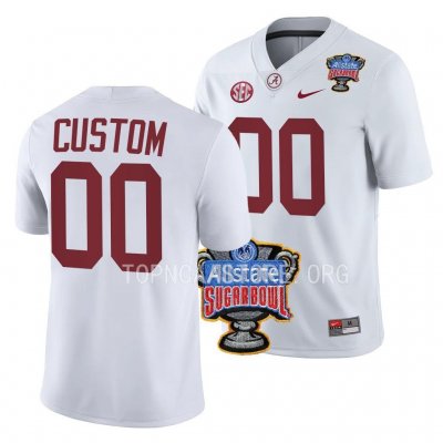 Men's Alabama Crimson Tide #00 Custom White 2022 Sugar Bowl NCAA College Football Jersey 2403KIAR6
